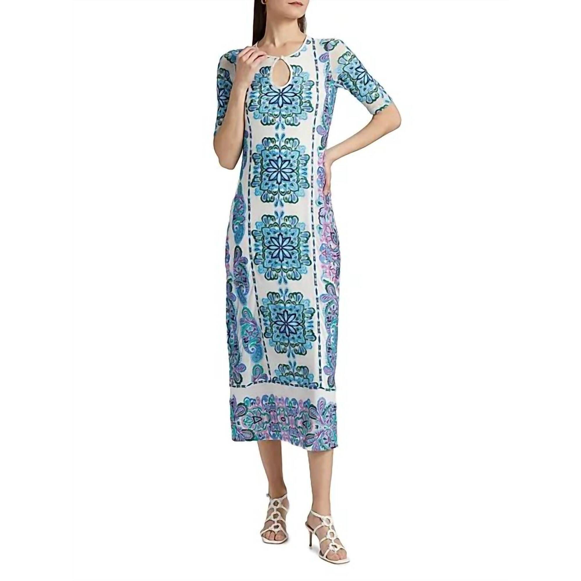 New Johnny Was Haddey Mesh Midi Dress In Belmont Sunset